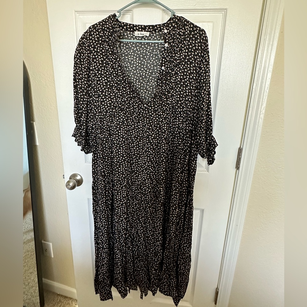 Black Floral Midi Dress
